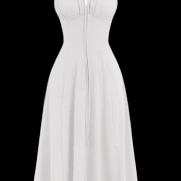 White Maxi Dress with Cinched Bodice - Picture 2 of 5